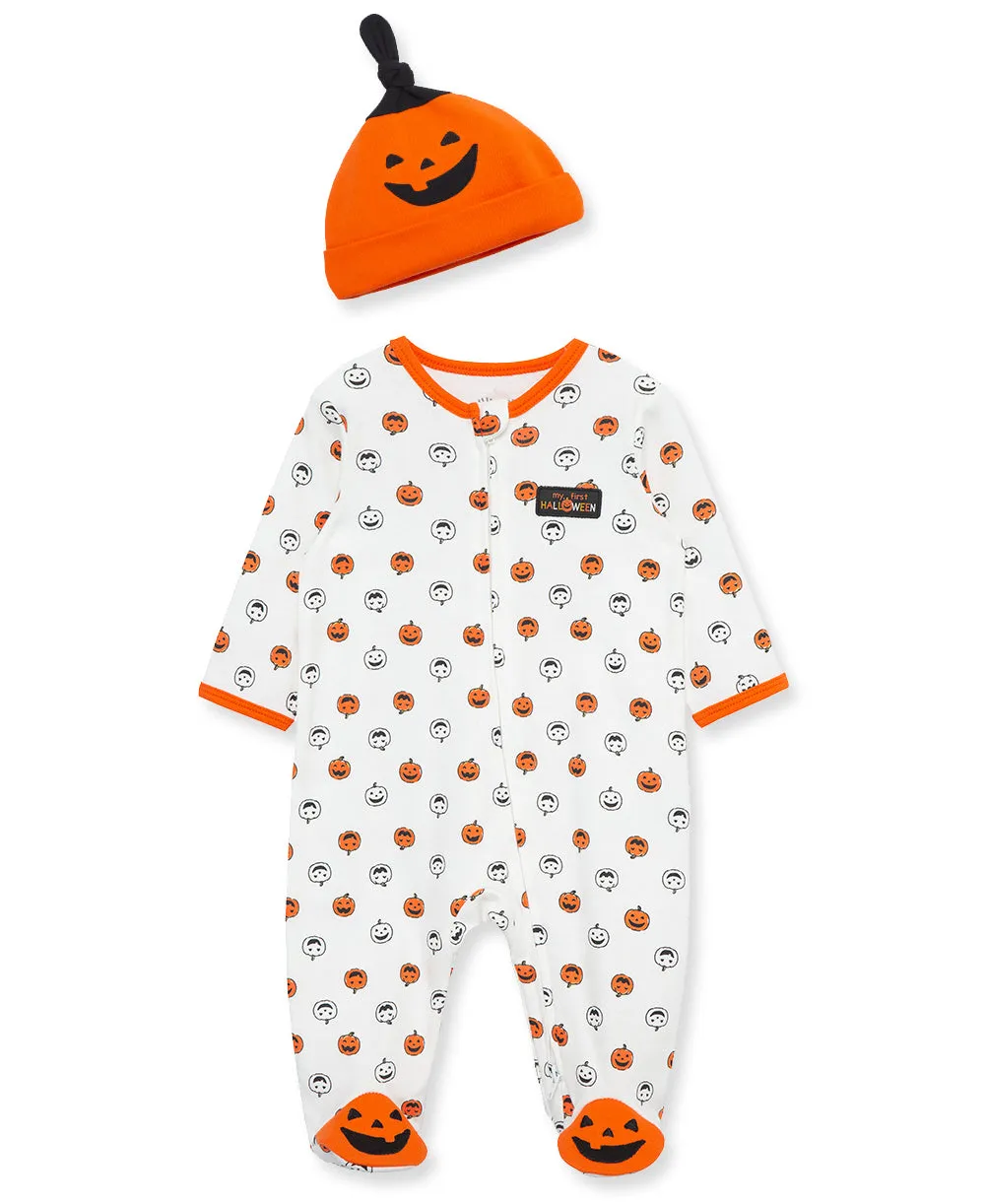 Pumpkin 2-Way-Zip Footie & Hat