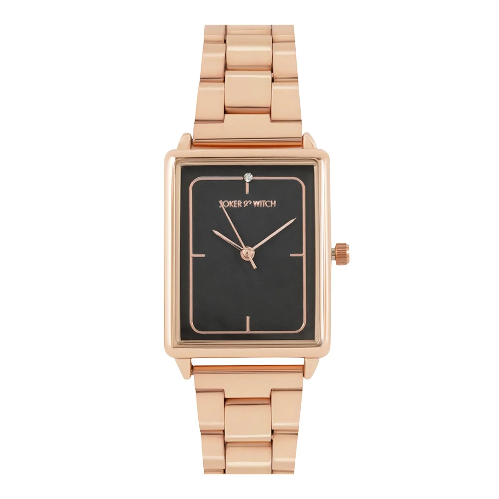 Quad Grey Dial Rosegold Metallic Strap Watch