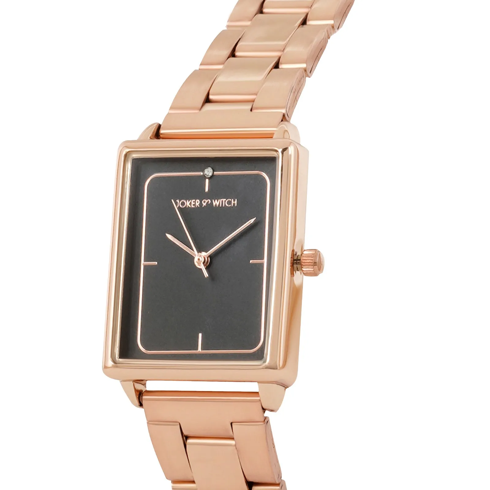 Quad Grey Dial Rosegold Metallic Strap Watch