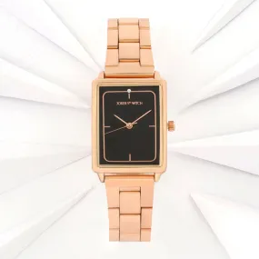 Quad Grey Dial Rosegold Metallic Strap Watch