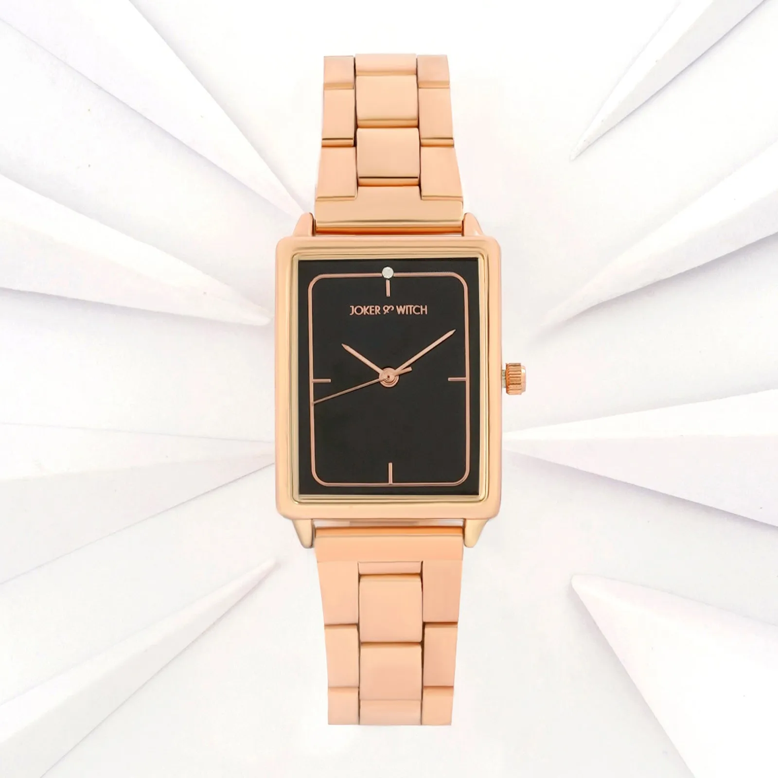 Quad Grey Dial Rosegold Metallic Strap Watch