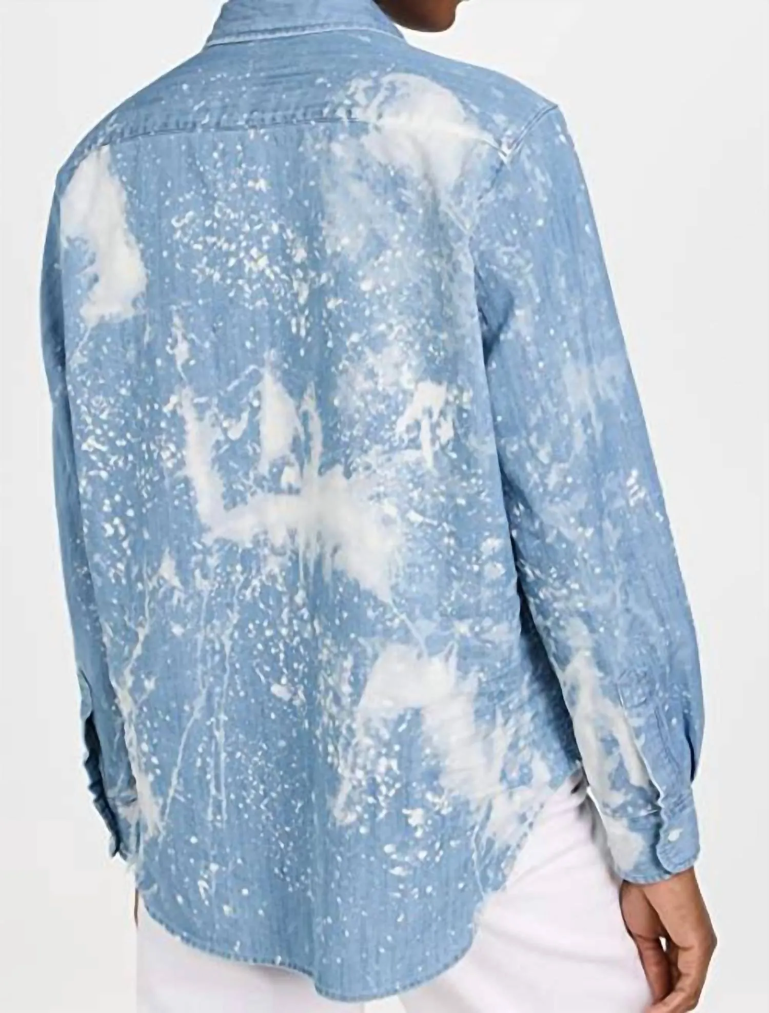 "Barry" Woven Button Up in Splatter Paint Denim