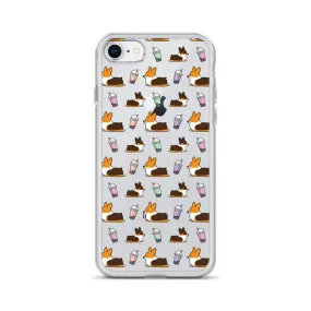 "Bubble Tea Tricolor Corgis" Clear iPhone Case