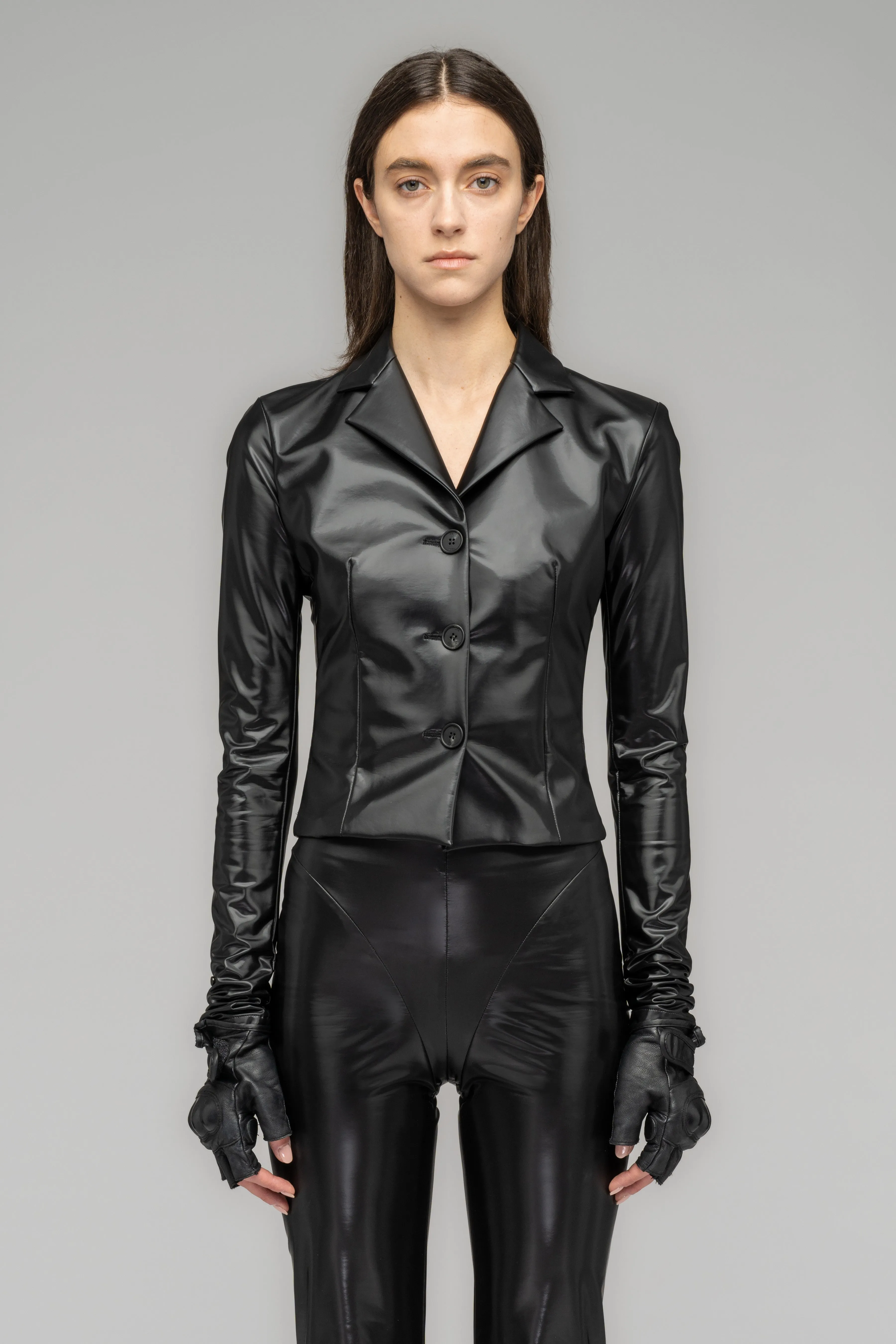 "TRAPEZE" TOO-TIGHT SUIT JACKET IN LUSTER