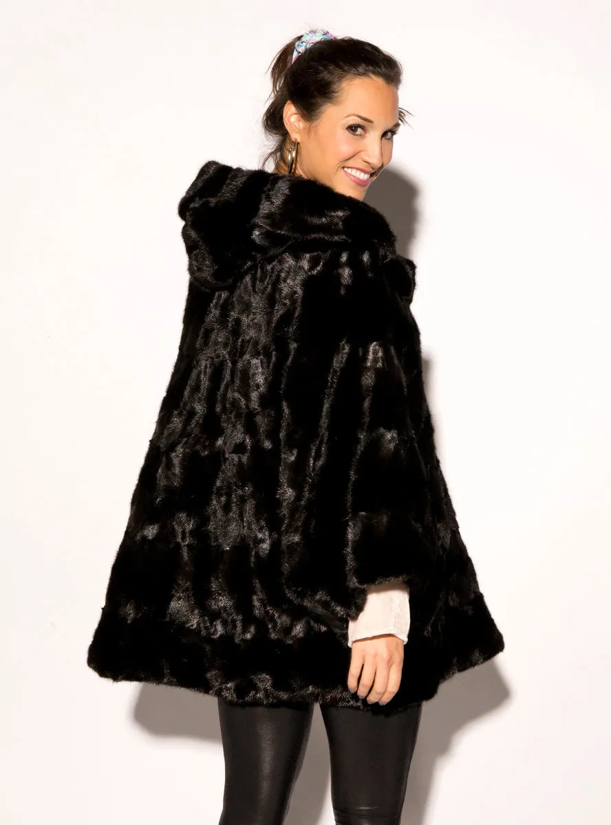 Ranch Mink Fur Capelet with Hood