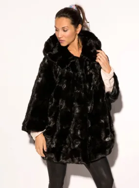 Ranch Mink Fur Capelet with Hood