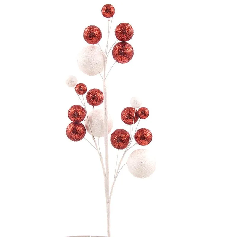 Red & White Glitter Ball Pick (48cm)