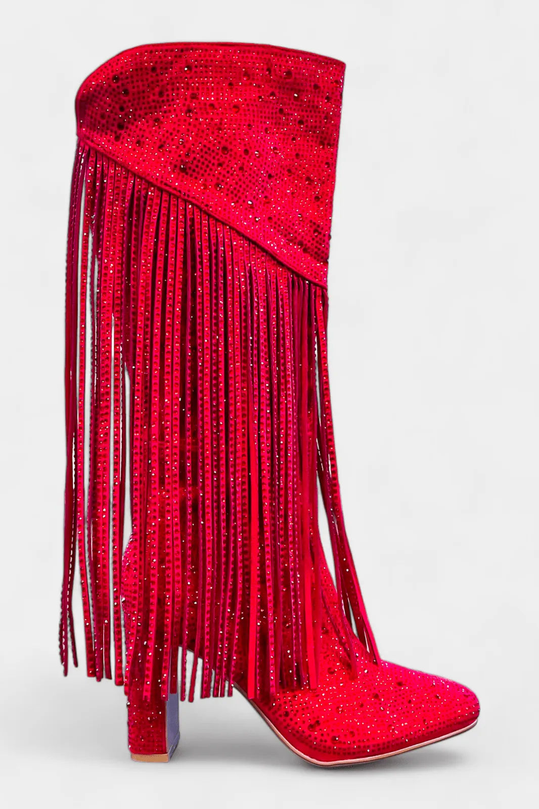 Red Fringe Rhinestone Boots