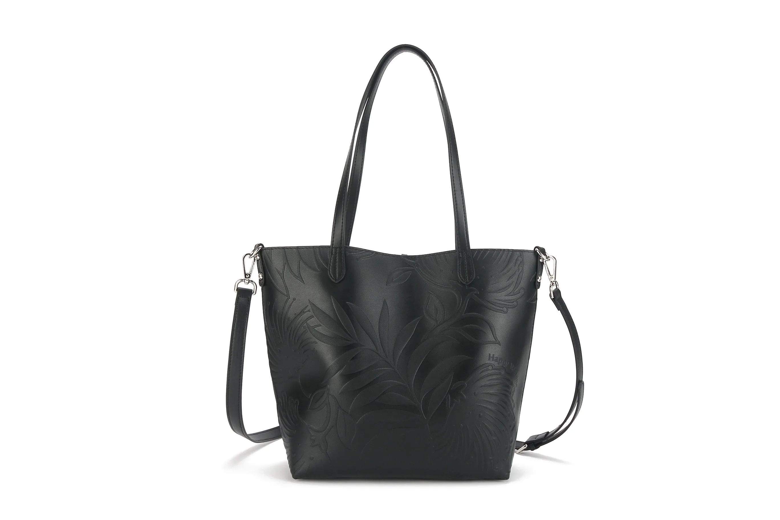 Reversible Tote Nancy Small Lehua Embossed Black