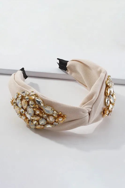 Rhinestone-Alloy-Pearl Cloth Headband