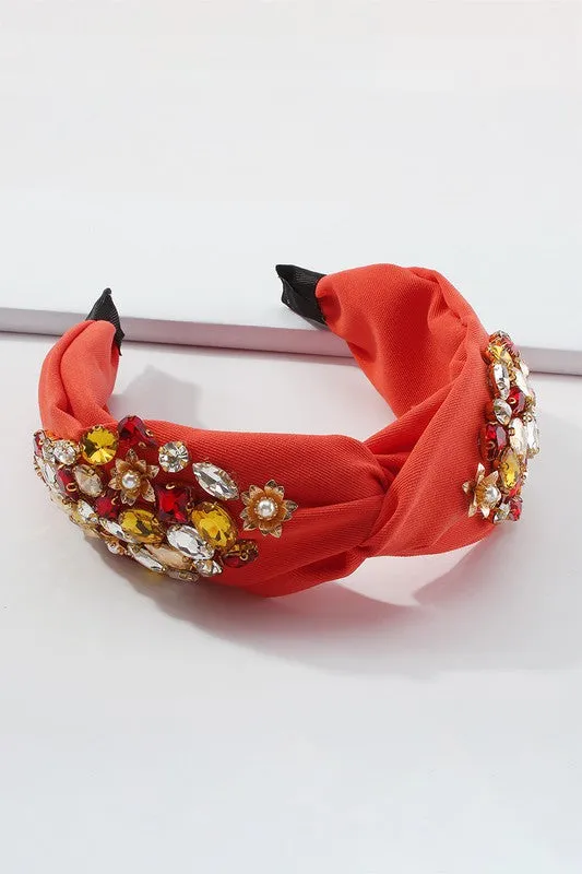 Rhinestone-Alloy-Pearl Cloth Headband