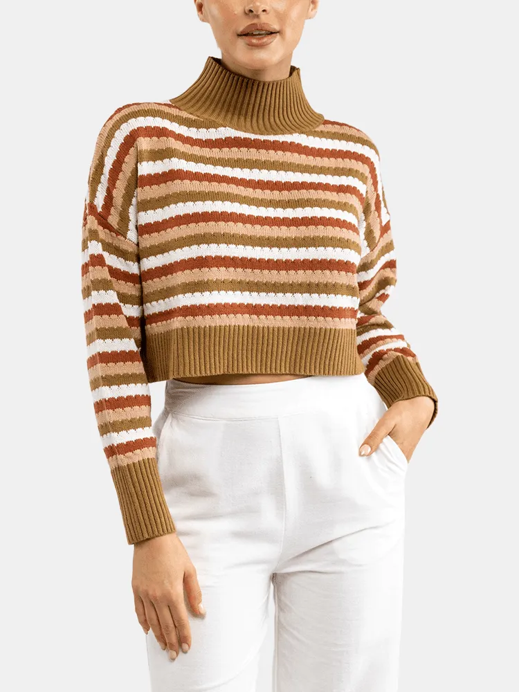 Rhythm Nakita High Neck Knit - Retro Stripe