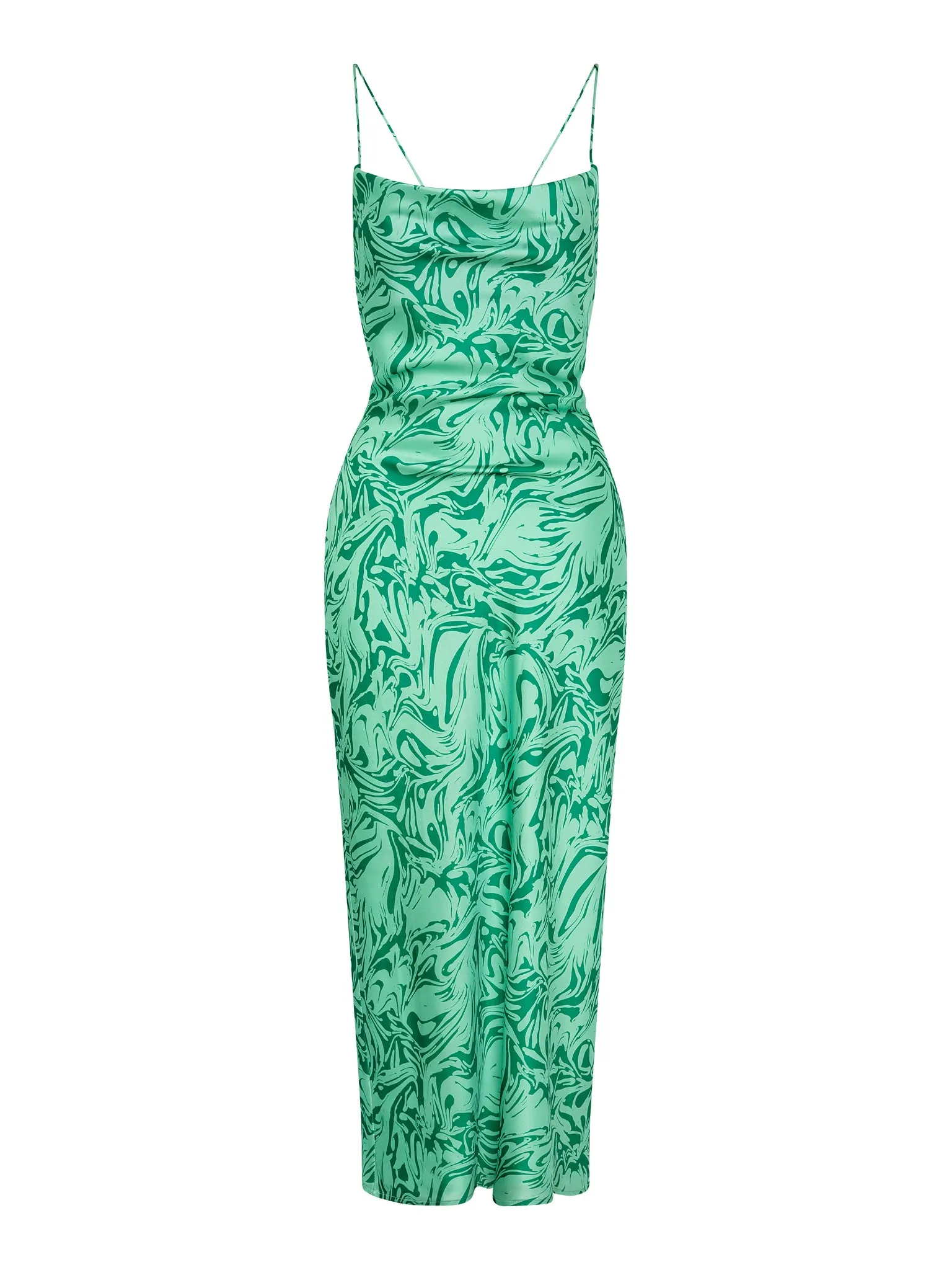 Riviera Midi Dress in Marble Green Print