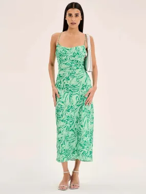 Riviera Midi Dress in Marble Green Print