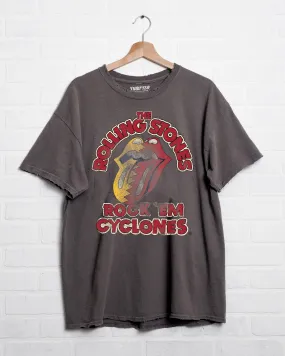 Rolling Stones Rock 'Em Iowa State Charcoal Thrifted Tee