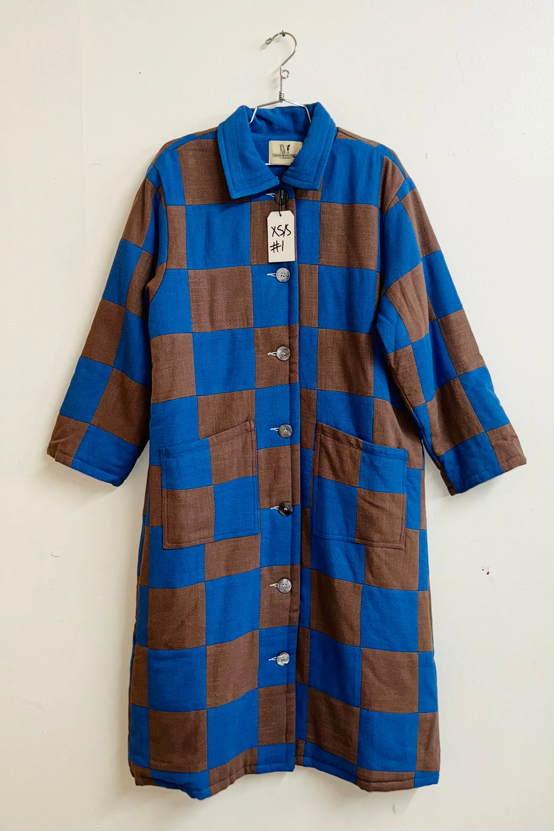 Scrap #1 Blue/Brown Chessboard Coat XS/S