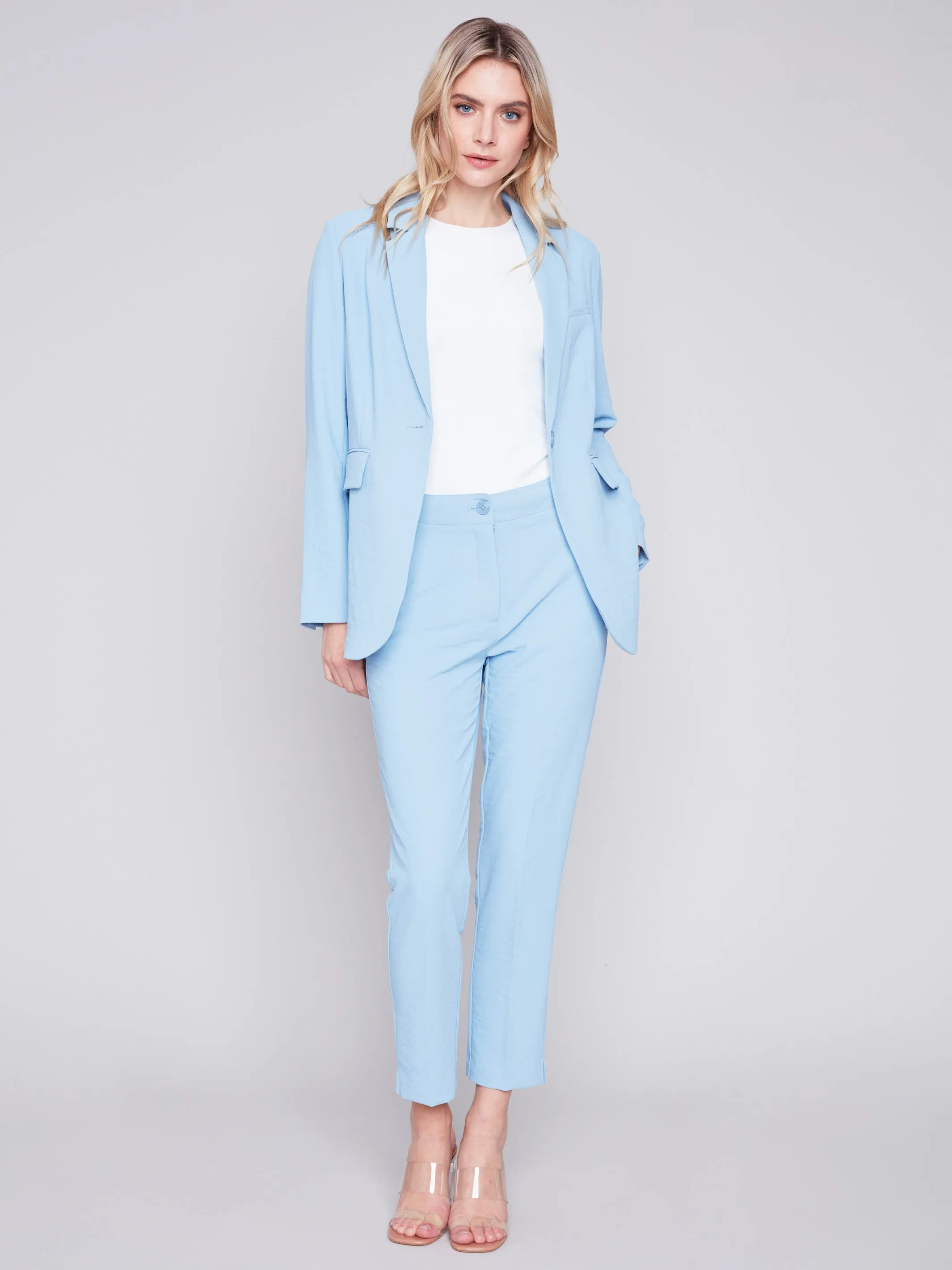 Side Slit Tapered Pants - Sky