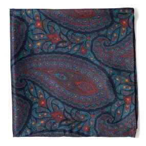 Silk Madder Paisley Print Pocket Square