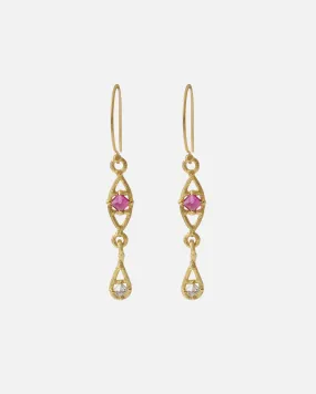 Silk / Pyramid Ruby Earrings