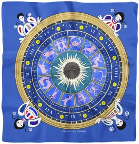 Silk Scarves Cyclades The Zodiac in Blue