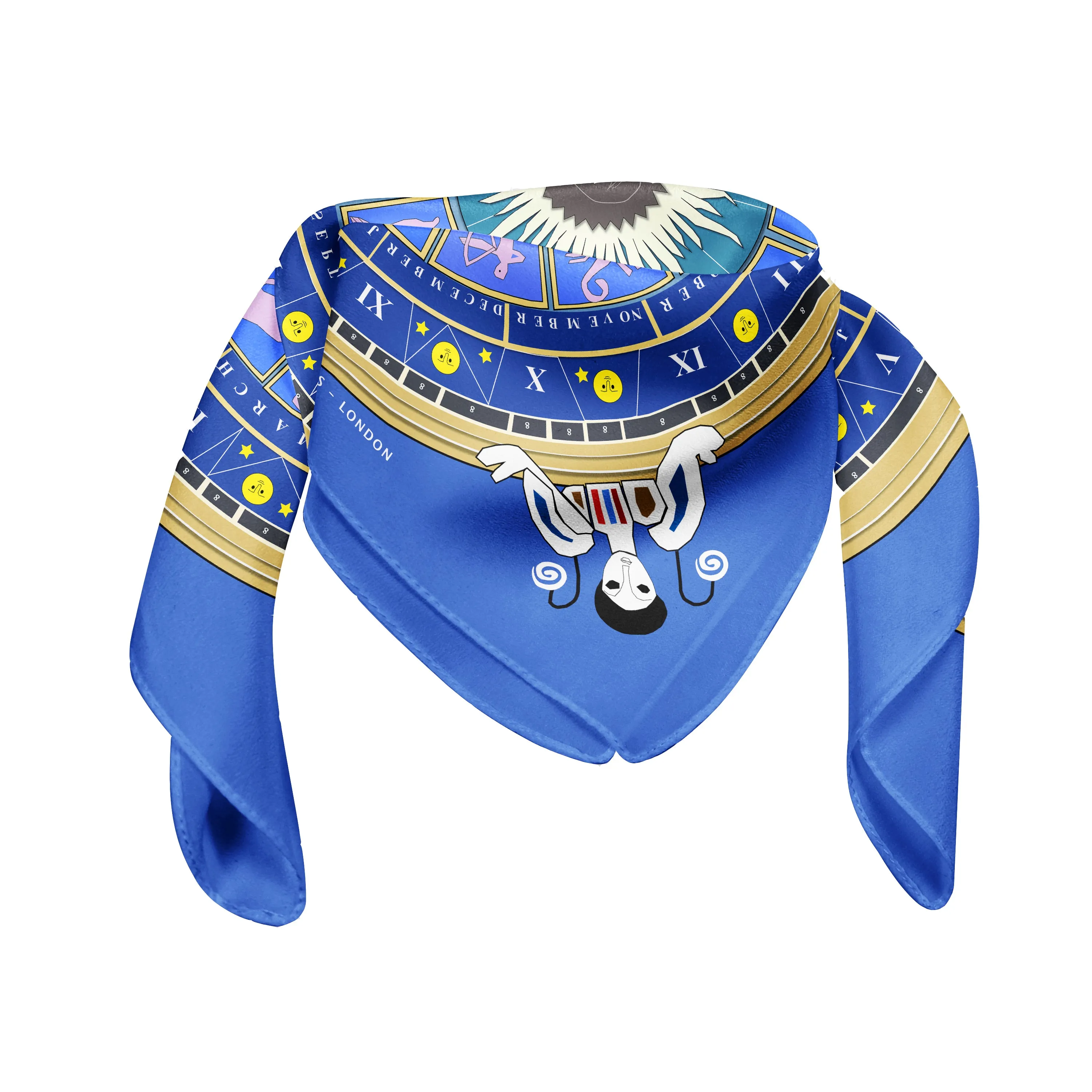 Silk Scarves Cyclades The Zodiac in Blue