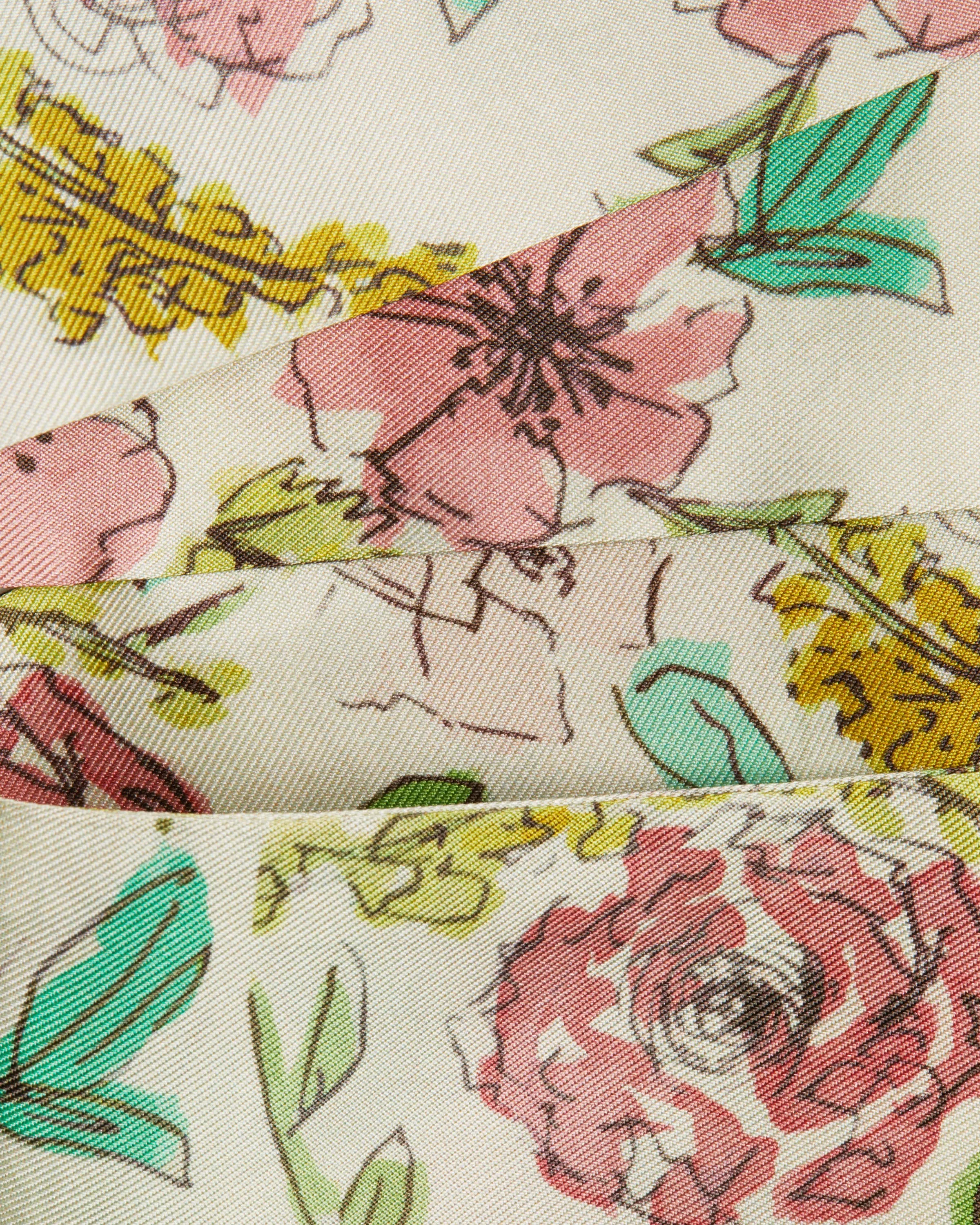 Silk Skinny Scarf - Floral Watercolour Print