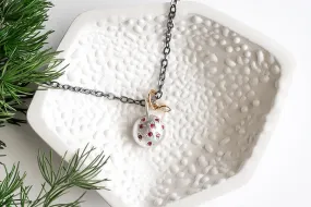 Silver Ruby   Diamond Pebble Necklace