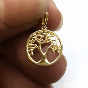 Small Gold Tree Of Life Circle Necklace, 9ct Gold