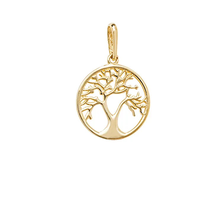 Small Gold Tree Of Life Circle Necklace, 9ct Gold