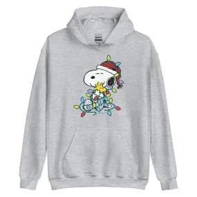 Snoopy and Woodstock Lights Adult Hoodie