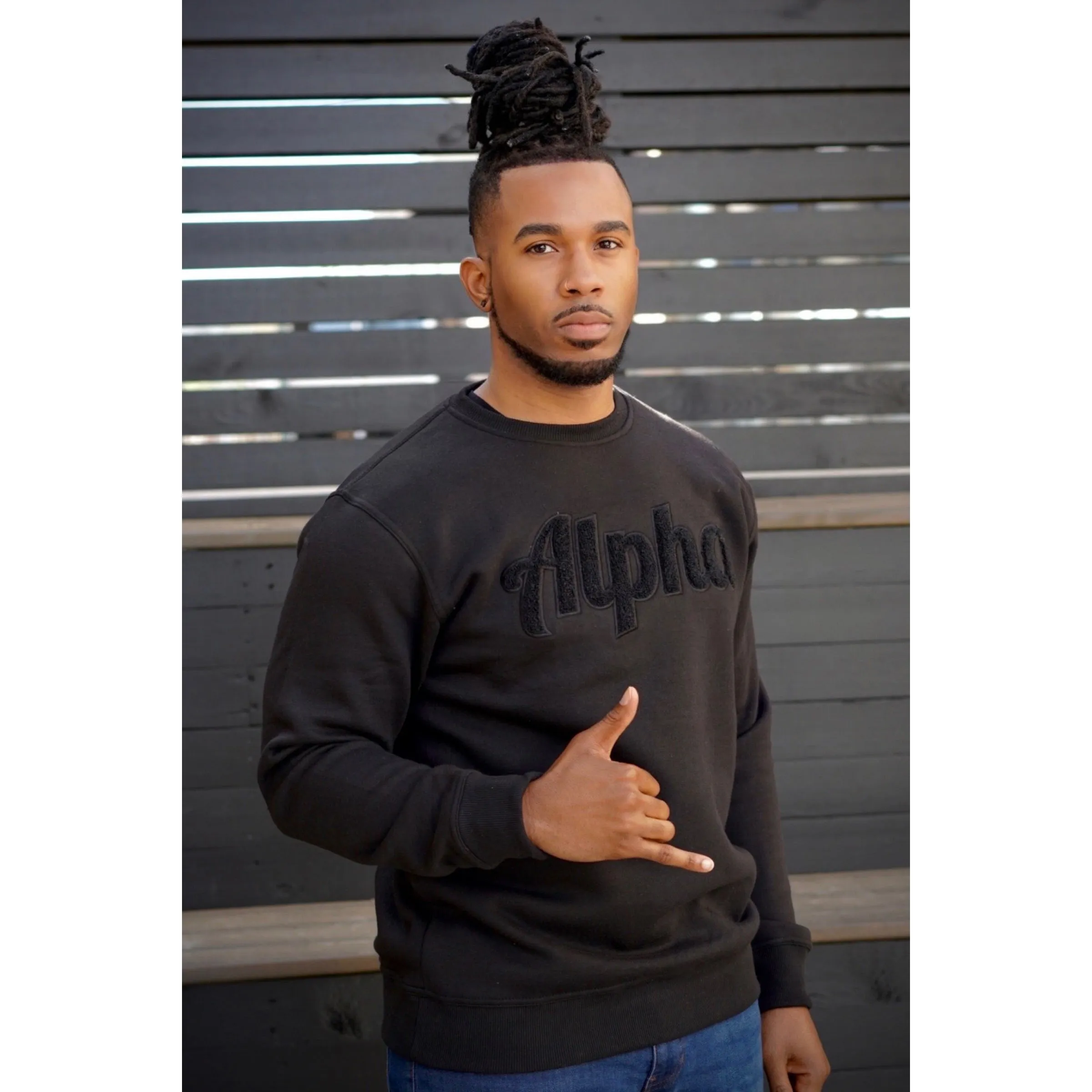 Solid Black Alpha Chenille Sweatshirt