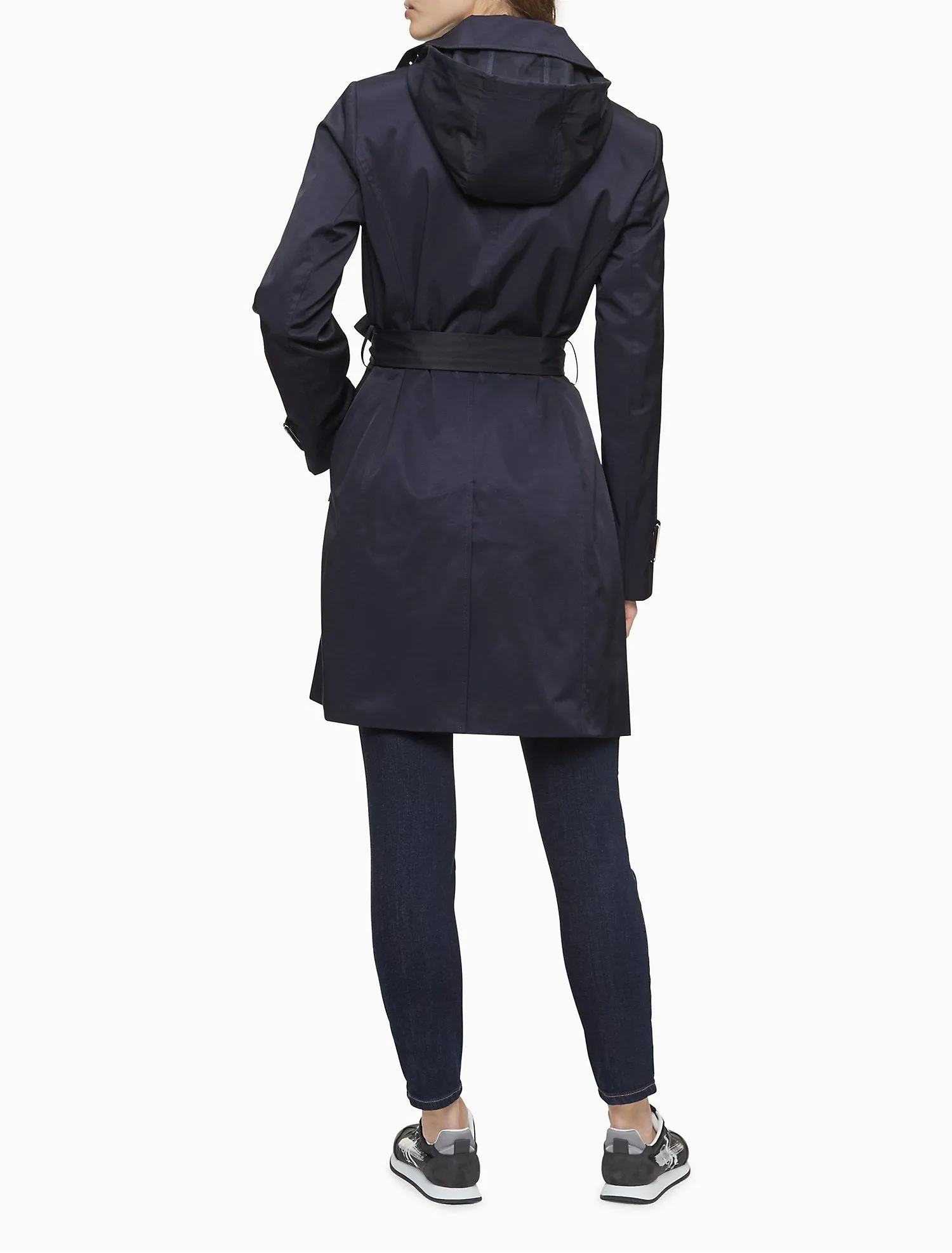 Solid Double Breasted Trench Coat