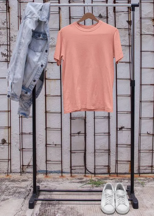 Solid Men Half Sleeve T-Shirt - Salmon Pink