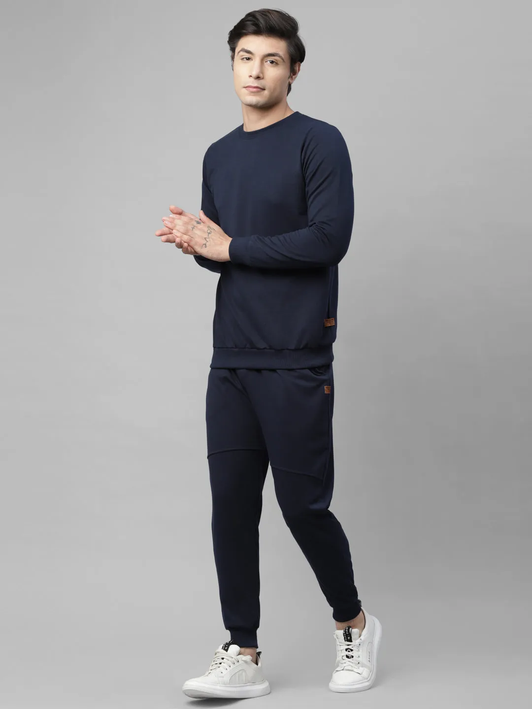 Solid Round Neck Terry Track Suit