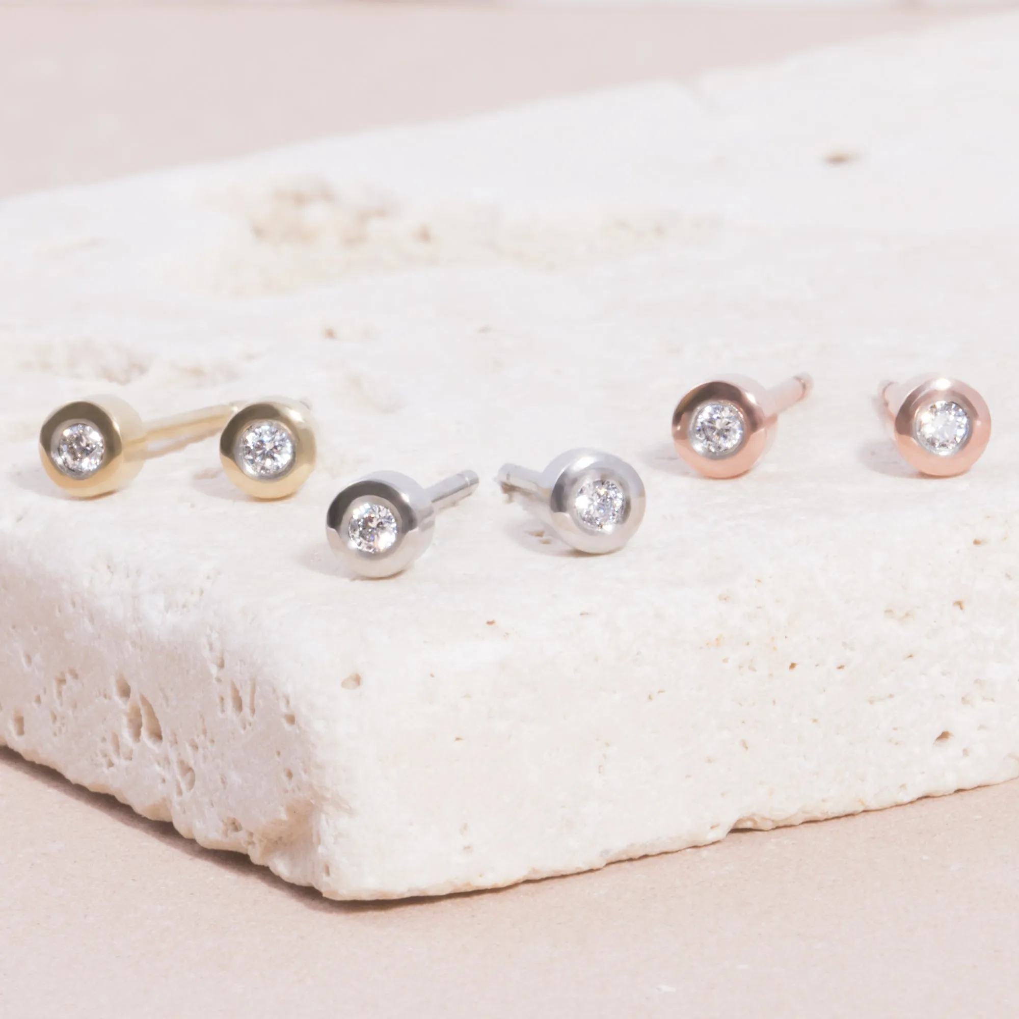 Stainless 3mm round stone stud earrings