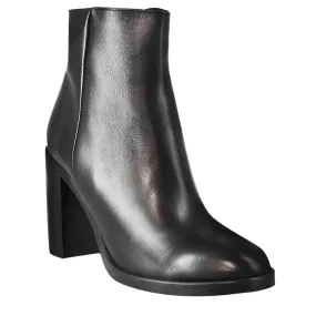 Stivaletto da donna liscio con tacco alto in pelle colore nero