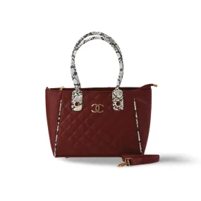 Stylish and Durable Handbag with Snake Print Handle