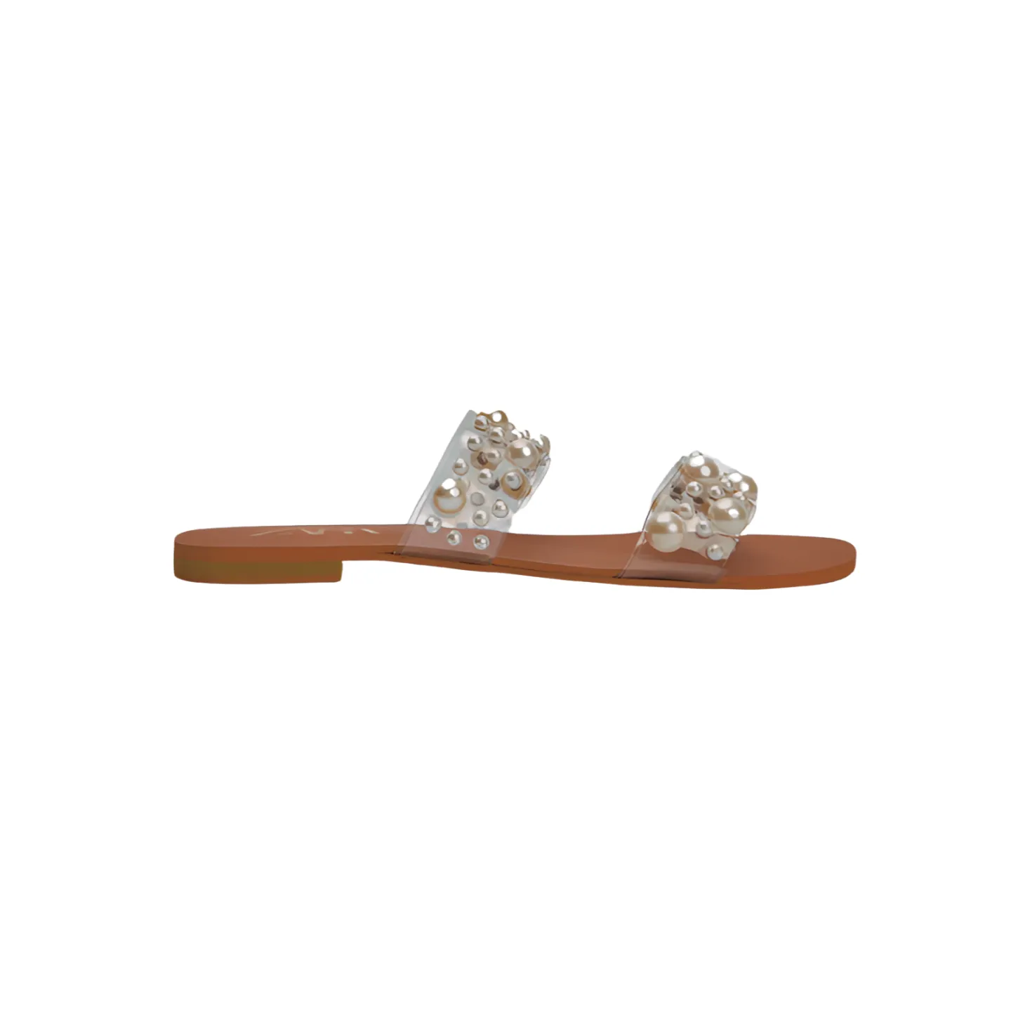 Stylish Pearl Sandal Double Strap Flat Slides for Women -1004