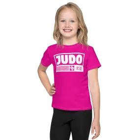 Stylish Performance: Girl's Short Sleeve Judo Rash Guard - Hollywood Cerise