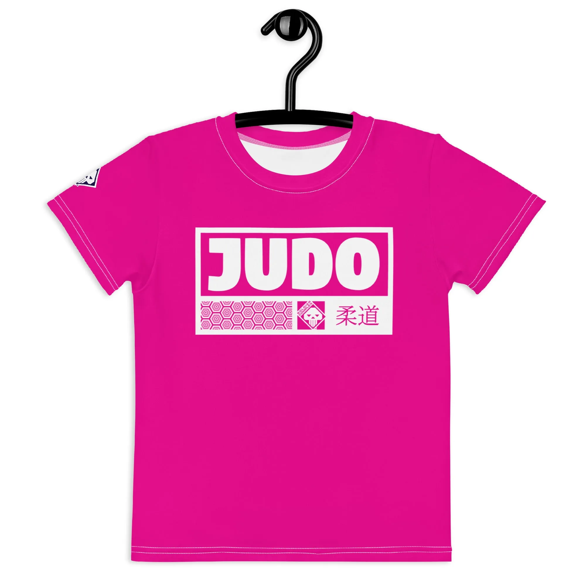 Stylish Performance: Girl's Short Sleeve Judo Rash Guard - Hollywood Cerise