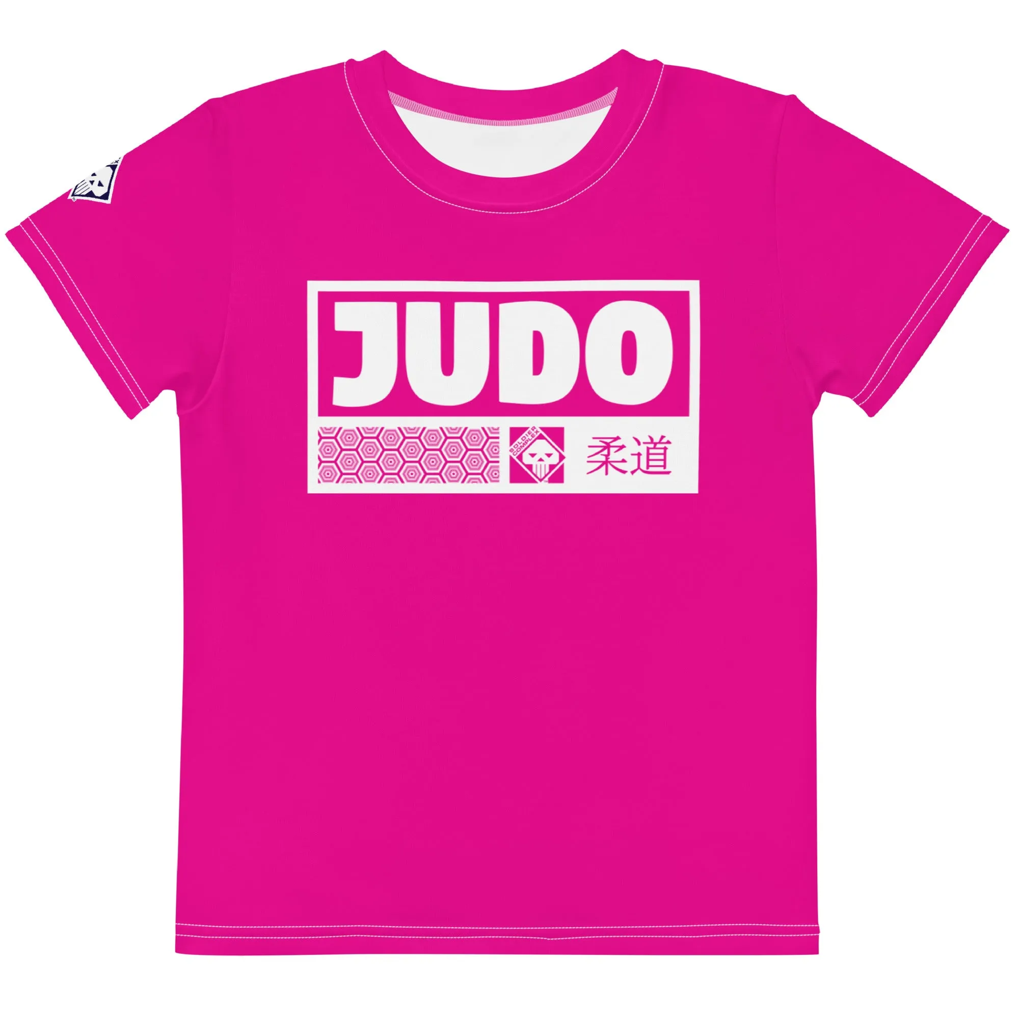 Stylish Performance: Girl's Short Sleeve Judo Rash Guard - Hollywood Cerise