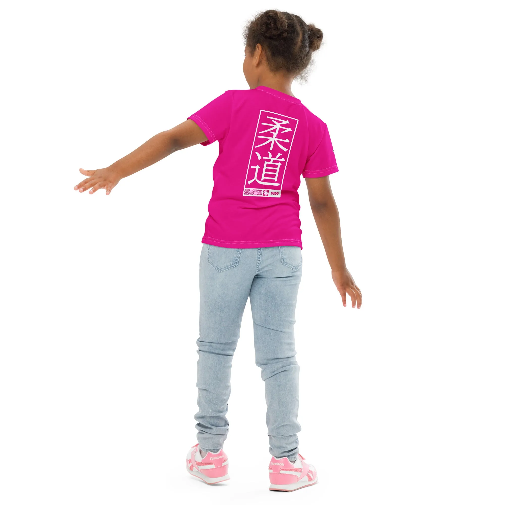 Stylish Performance: Girl's Short Sleeve Judo Rash Guard - Hollywood Cerise