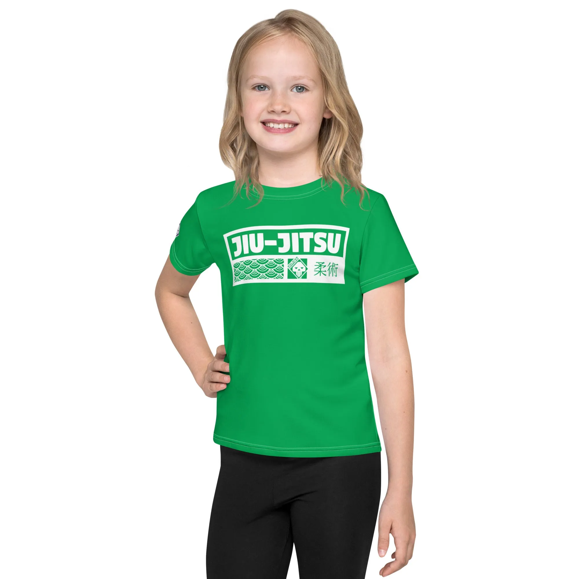 Sun-Safe Style: Girl's Short Sleeve Jiu-Jitsu Rash Guard - Jade