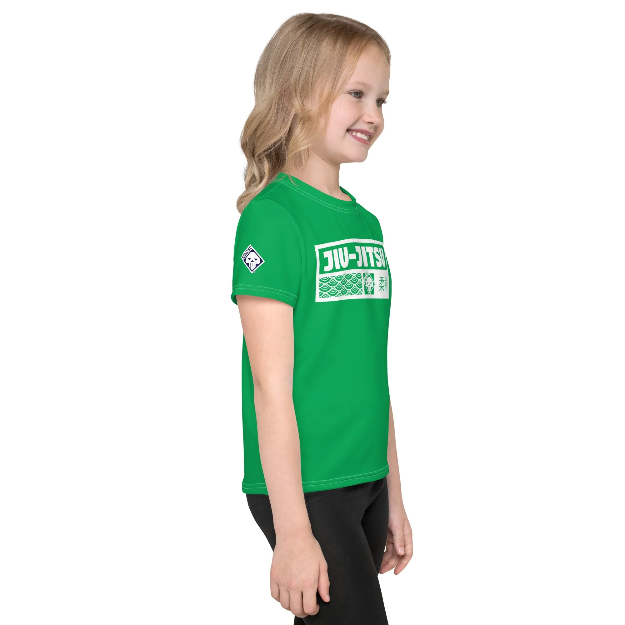 Sun-Safe Style: Girl's Short Sleeve Jiu-Jitsu Rash Guard - Jade