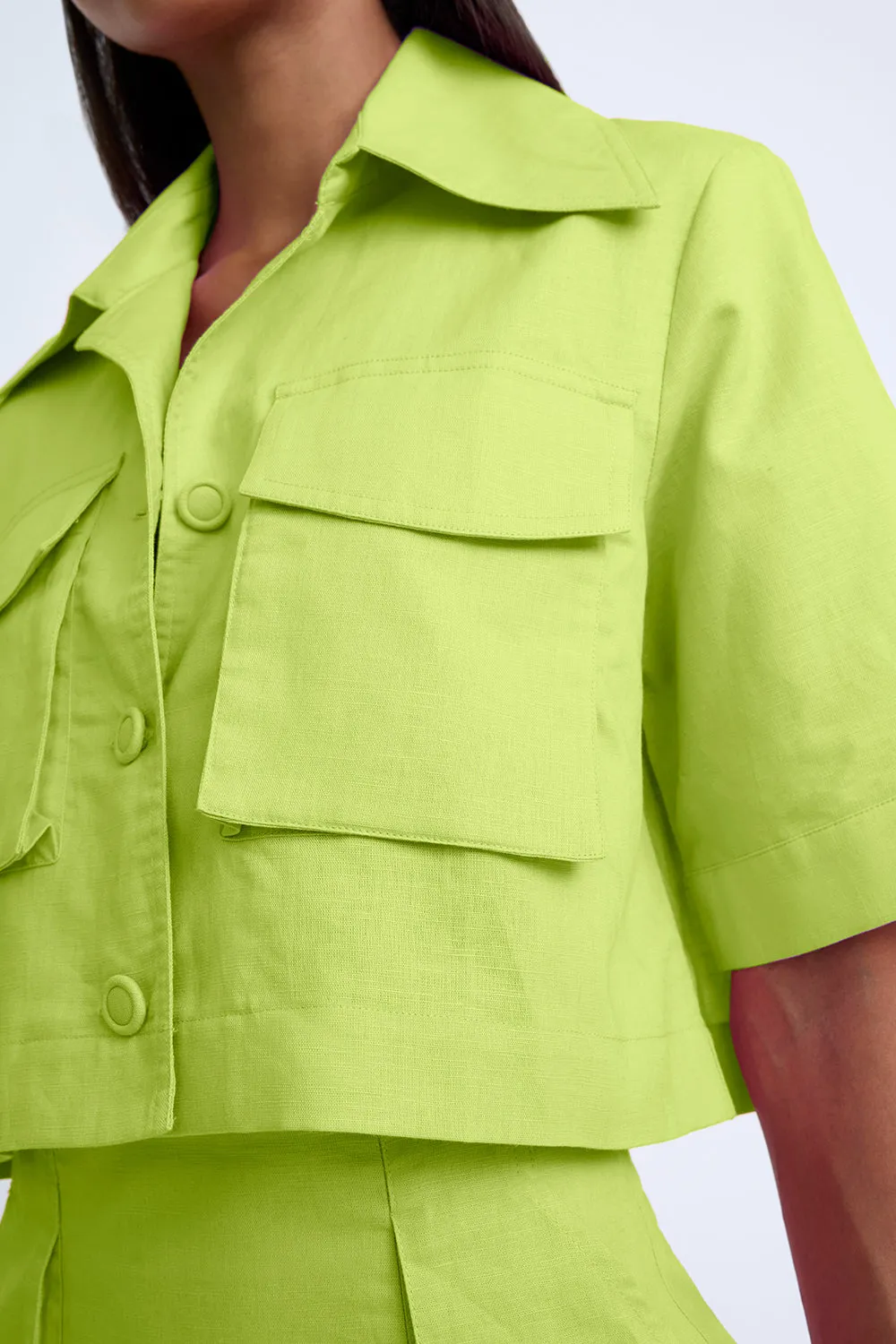 Sunny Lime Pocket Crop Shirt | Final Sale - Sunny Lime