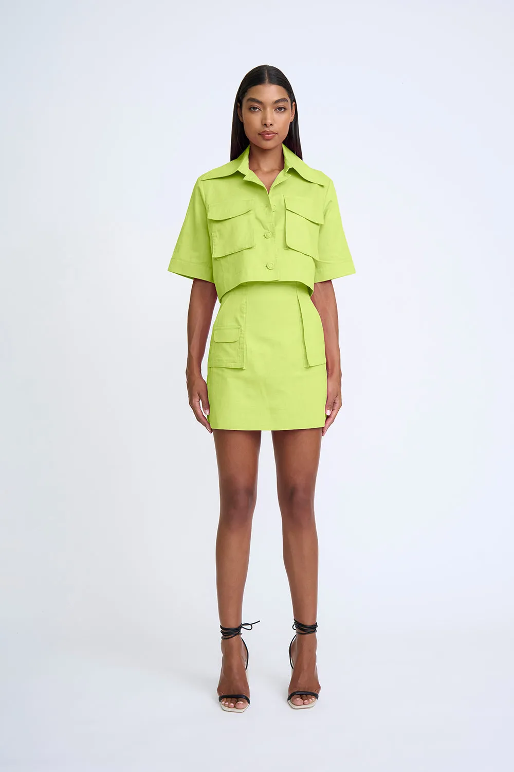 Sunny Lime Pocket Crop Shirt | Final Sale - Sunny Lime