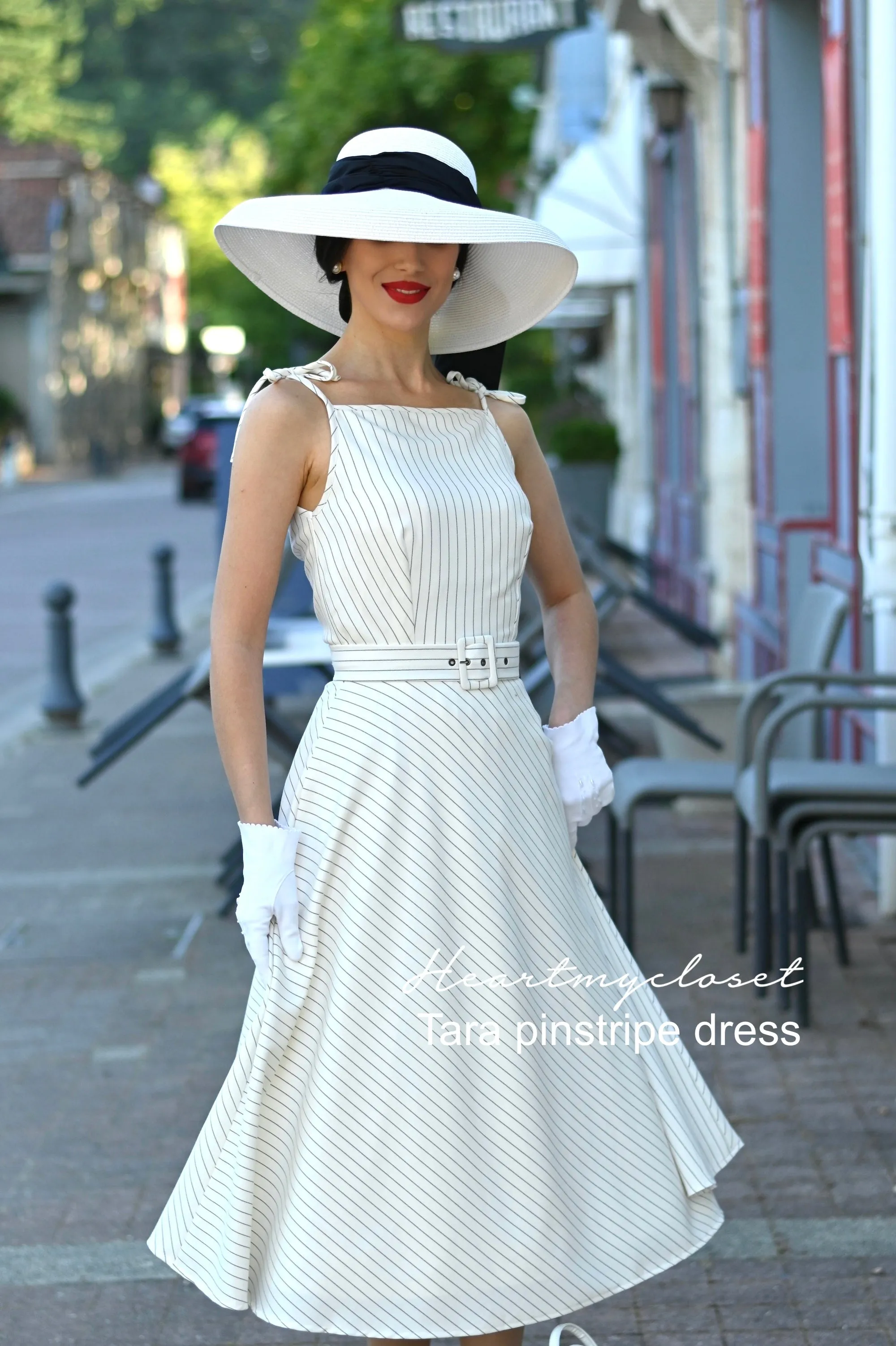 Tara pinstripe - vintage inspired swing dress 1950s