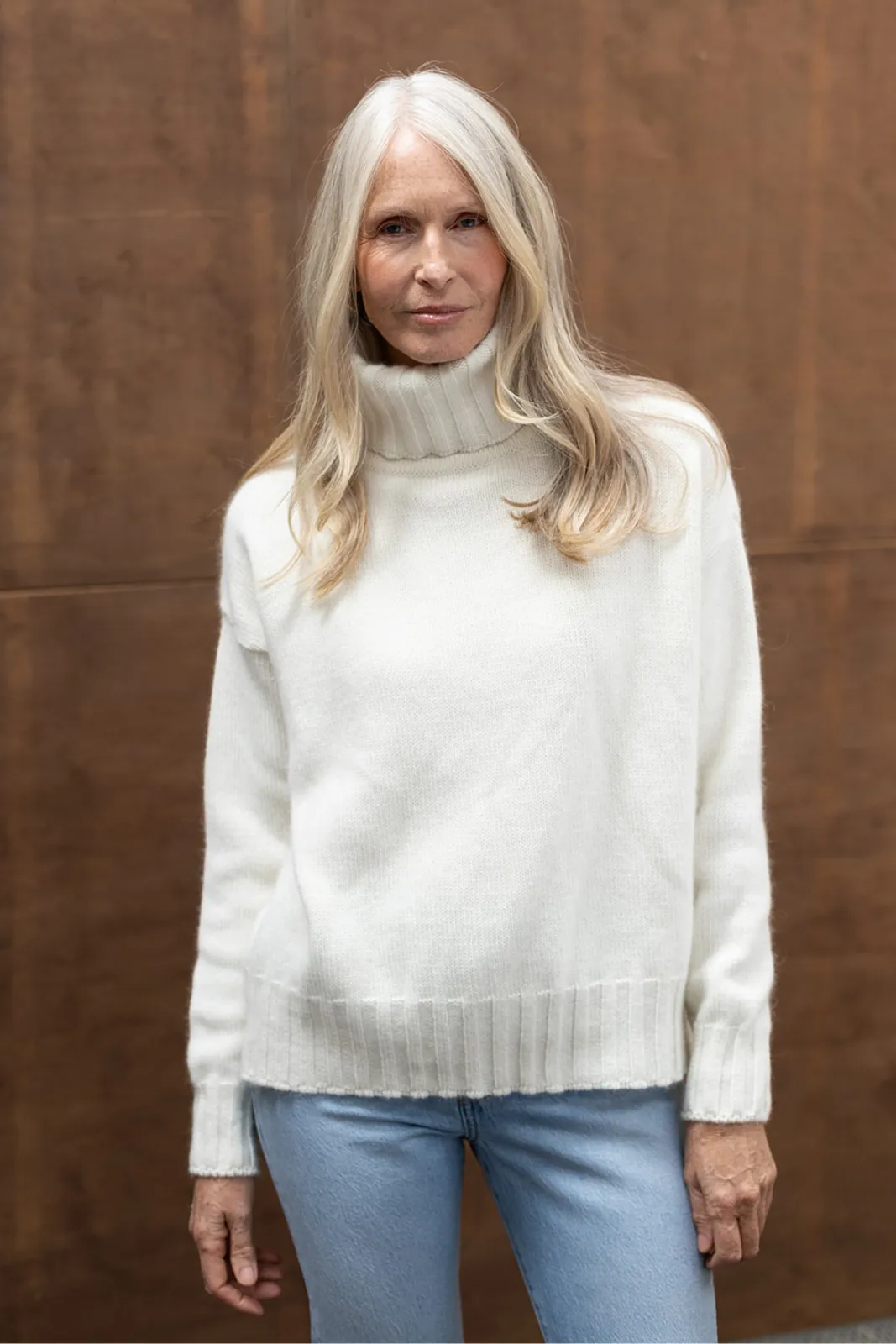 The Connie Merino Angora Polo Neck - Natural