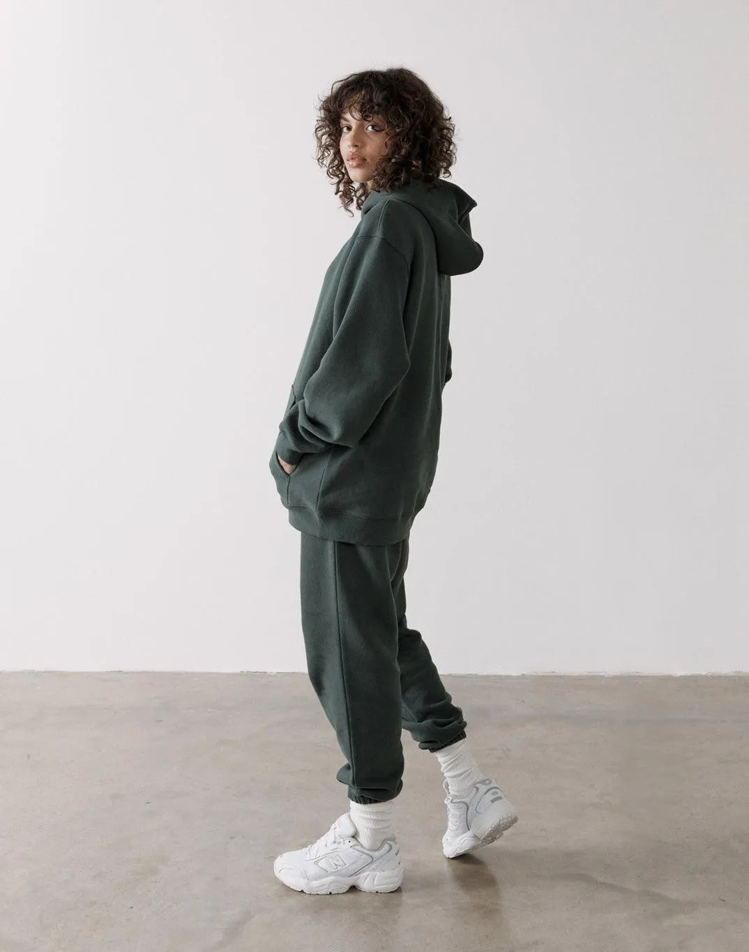 The Oversized Zip Hoodie in Earth Green