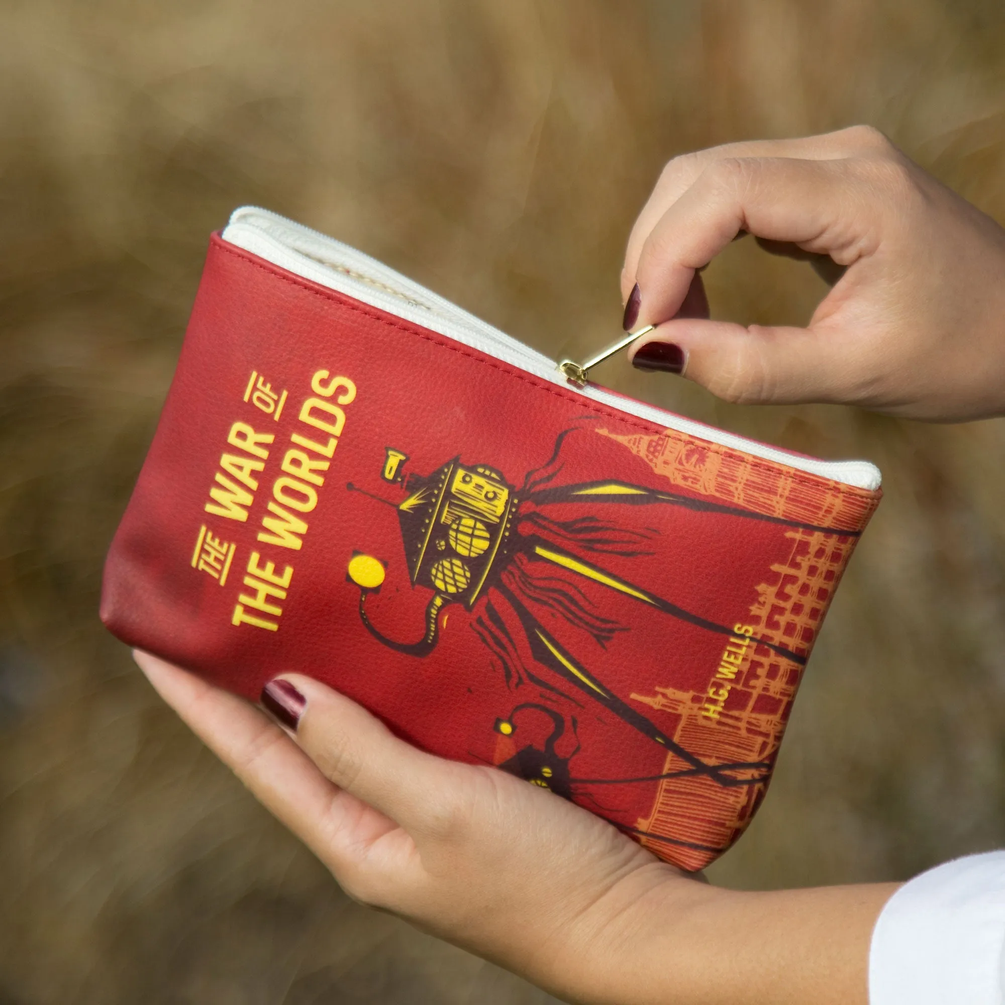 The War of the Worlds Dark Red Book Pouch Purse Clutch